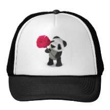 3d Baby Panda Rose Mesh Hat