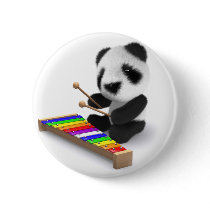 3d Baby Panda Xylophone Pinback Buttons