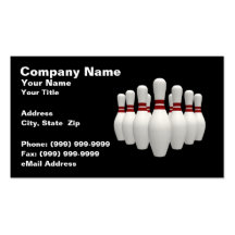 3D Bowling Pins (on Black BG) Business Card Template