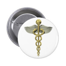 3D Caduceus Button for Medical Occupations