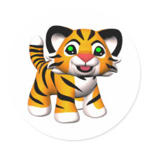 3D Cartoon Tiger Cub Stickers