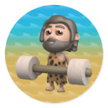 3d caveman lifts weights stickers
