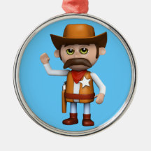 3d Cowboy Waving (Any Colour U Like!) Christmas Ornament