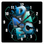 3D Dance (spring) Square Wall Clocks