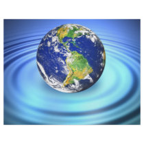 3D Earth Floating on Water Ripples Flyers