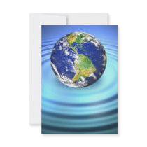 3D Earth Floating on Water Ripples Personalized Invitation