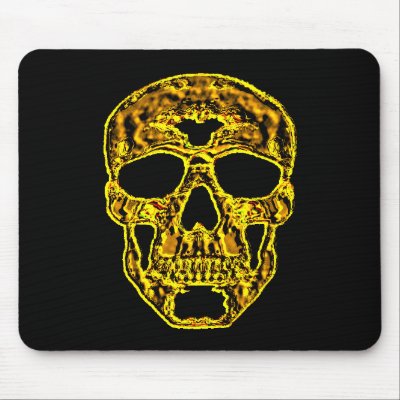 3D Gold Skull Mousepad by HalloweenSpirit