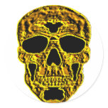 3D Gold Skull Round Sticker
