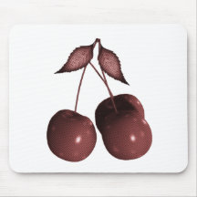3D Halftone Cherries Retro Red Mouse Pad