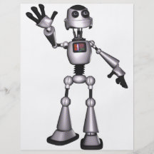 3D Halftone Sci-Fi Robot Guy Waving Flyer