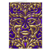 3D Liquid Gold GreenMan Damask Purple Satin Lush Card