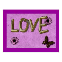 3D Love You Gold Post Card