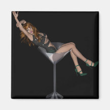 3D Martini Lady 1 Magnets