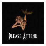 3D Mermaid Pondering Halftone Original Colour Invitation