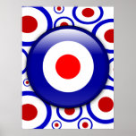 3d Mod Target on sixties pattern poster print
