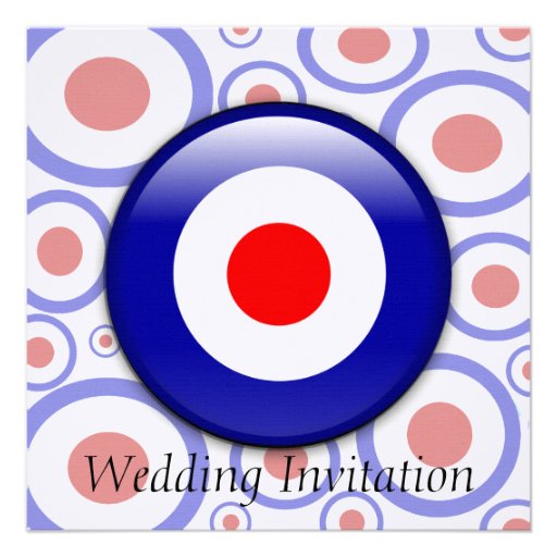 3d Mod Target sixties pattern Wedding invitation