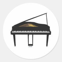3D Model: Black Grand Piano: Round Sticker