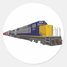 3D Model: Freight Train: Railroad: Round Stickers