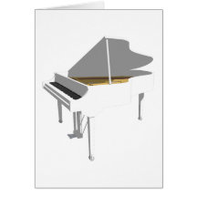 3D Model: White Grand Piano: Greeting Card