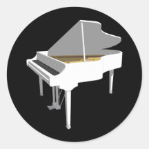 3D Model: White Grand Piano: Round Sticker