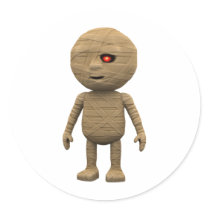 3d Mummy Stands Round Sticker