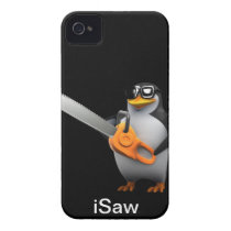 3d Penguin Chainsaw iSaw Iphone 4 Case