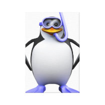 3d Penguin Snorkel Gallery Wrapped Canvas