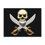 3D Pirate Skull and Crossed Swords Postcard