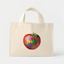 3D Puzzle Apple Tote Bags