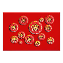 3D red yellow Flowers Photo Art