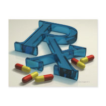 3D RX symbol with capsules Postcards