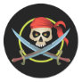3D Skull and Crossbones Round Stickers