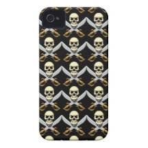 3D Skull and Crossed Swords iPhone 4 Case