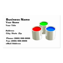 3D Three Coloured Paint Cans (RGB on White BG) Business Card Template