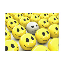 3d Yellow Smileys March Stretched Canvas Prints