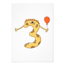 3ème Anniversaire. Bande dessinée jaune de monstre Invitations