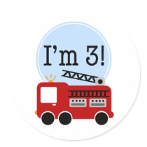 3ème Firetruck d'anniversaire autocollants