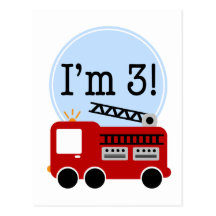 3ème Firetruck d'anniversaire Cartes Postales
