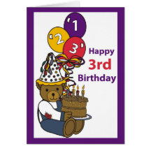 3ème ours heureux de l'anniversaire 3752 carte de vœux