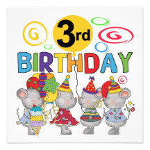 3èmes T-shirts et cadeaux d'anniversaire de souris Invitations Personnalisables