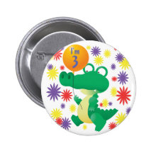 3rd Birthday Alligator Pinback Button