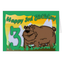 3rd Birthday Card - Bear