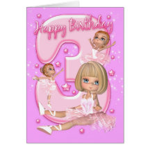 3rd Birthday Card With Cute Ballerina