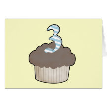 3rd Birthday Cupcake Greeting Cards