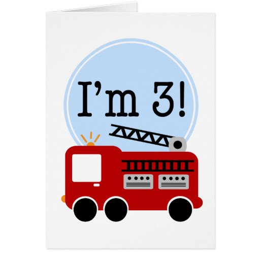 3rd Birthday Fire Truck Greeting Cards