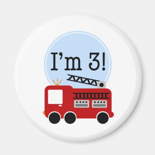 3rd Birthday Firetruck Fridge Magnet
