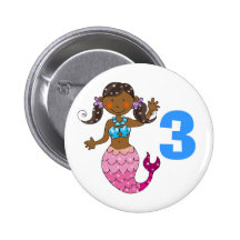 3rd birthday gift for a girl, cute mermaid button