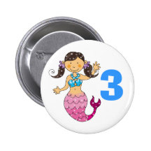 3rd birthday gift for a girl, cute mermaid button