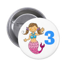 3rd birthday gift for a girl, cute mermaid buttons