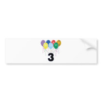 3rd Birthday Gifts with Balloons Bumper Sticker